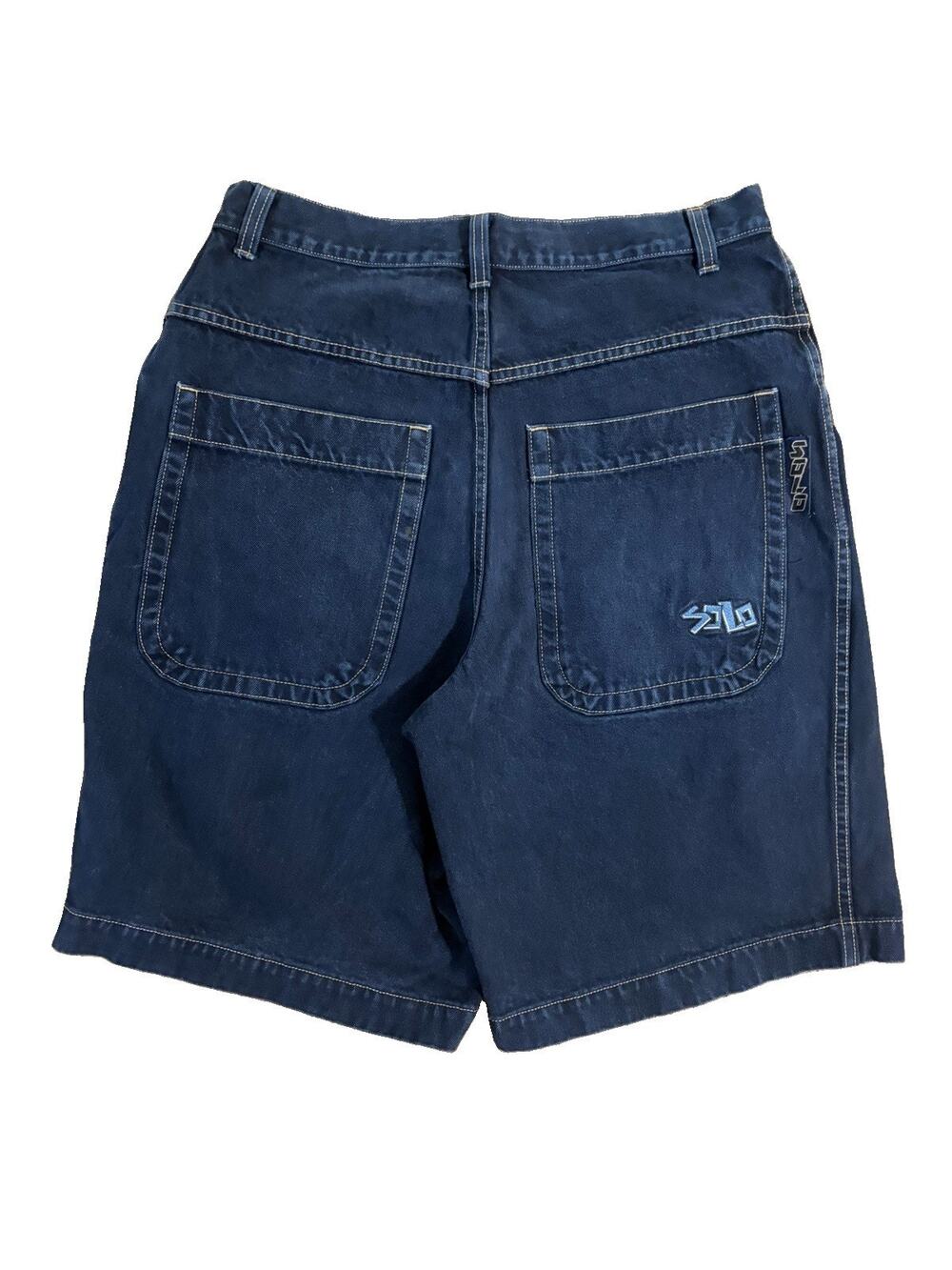 Vintage Solo Semore Denim Baggy Jean Shorts Size 34 Made In USA Skater 90s